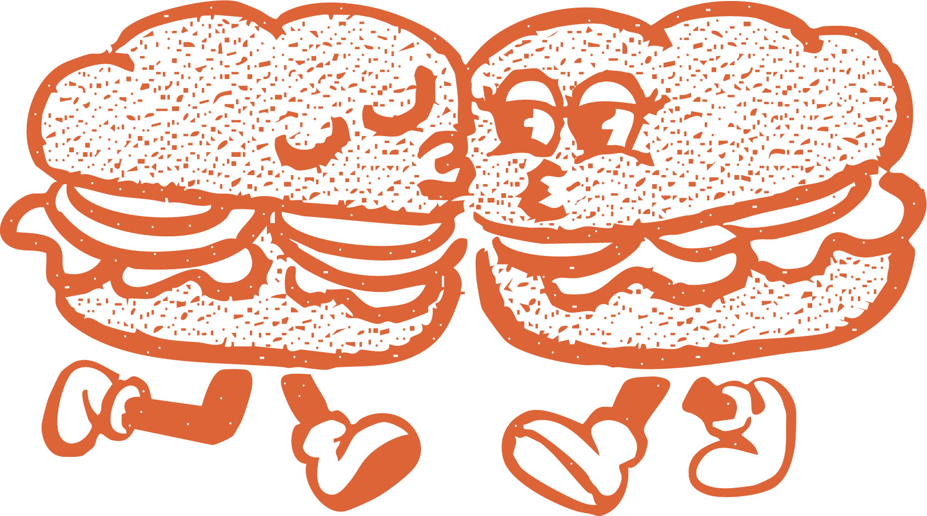 Mascotte Les Mamours — deux focaccias